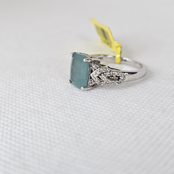 RARE Natural Grandidierite & Diamond 💍 Platinum over Sterling Silver Sz 7! New - Picture 8 of 10